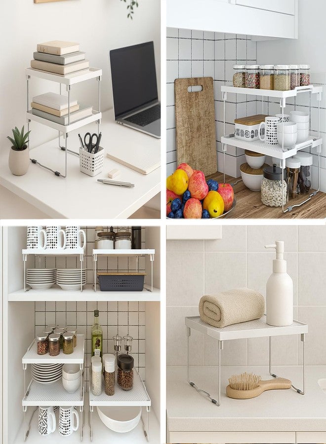 يو إم إس منظم أرفف مطبخ من ums، رف فريزر قابل للتكديس، منظم صناديق للخزائن، رافع أرفف، رف تخزين عملي للتوابل، رافع أرفف للثلاجة (12 × 11 بوصة)، عبوة من قطعتين - Image 2