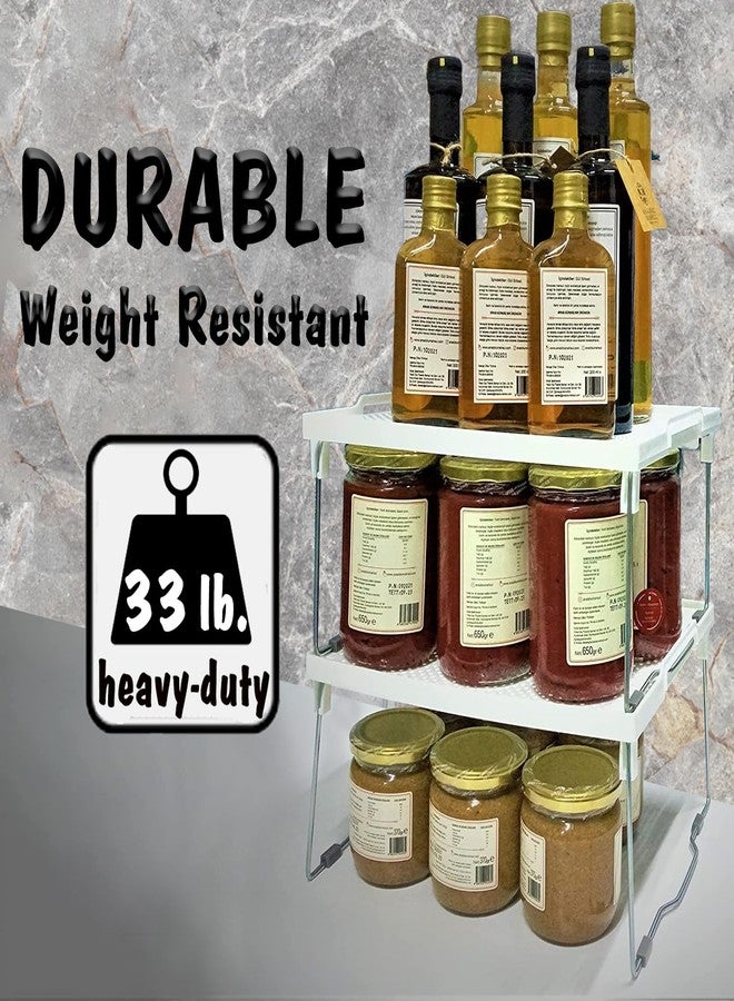 يو إم إس منظم أرفف مطبخ من ums، رف فريزر قابل للتكديس، منظم صناديق للخزائن، رافع أرفف، رف تخزين عملي للتوابل، رافع أرفف للثلاجة (12 × 11 بوصة)، عبوة من قطعتين - Image 5