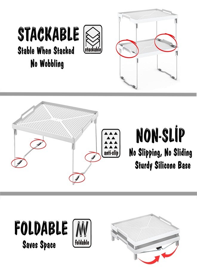 يو إم إس منظم أرفف مطبخ من ums، رف فريزر قابل للتكديس، منظم صناديق للخزائن، رافع أرفف، رف تخزين عملي للتوابل، رافع أرفف للثلاجة (12 × 11 بوصة)، عبوة من قطعتين - Image 4