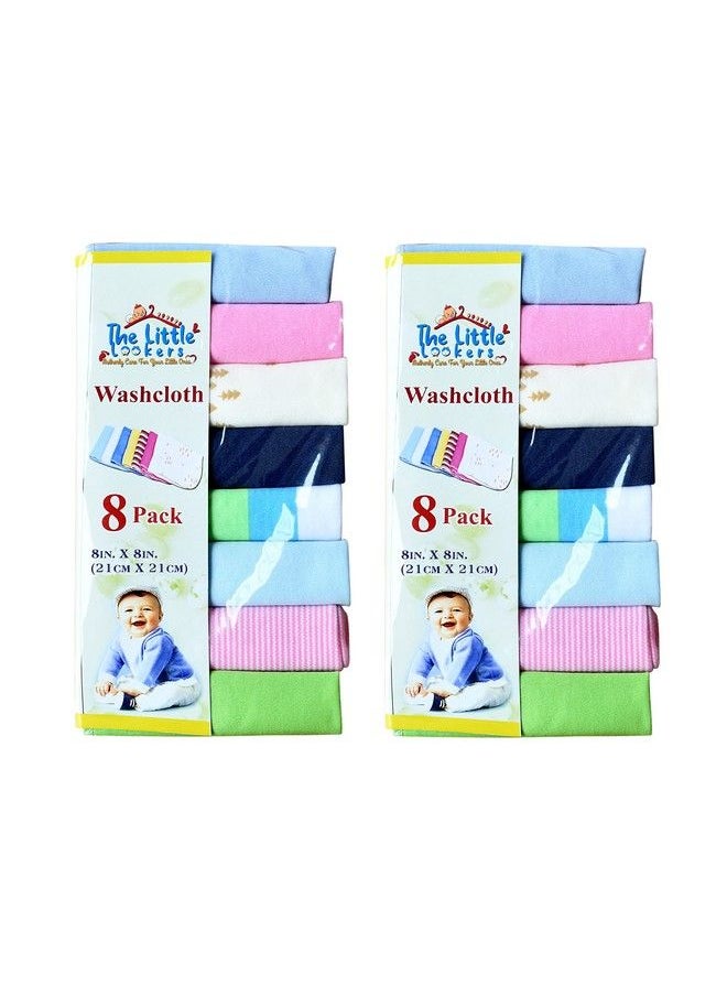 The Little Lookers 8Piece Hosiery Soft Cotton Newborn Face Towels Napkins For New Born Babies Infants (Pack Of 2)  - Image 1