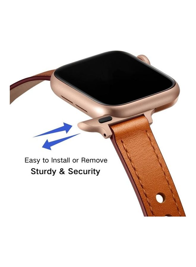 NIBEMINENT 14mm Couple Style Leather Replacement Strap Watchband For Apple Watch Series 7/6/SE/5/4/3/2/1 45/44/42mm Multicolour - Image 5