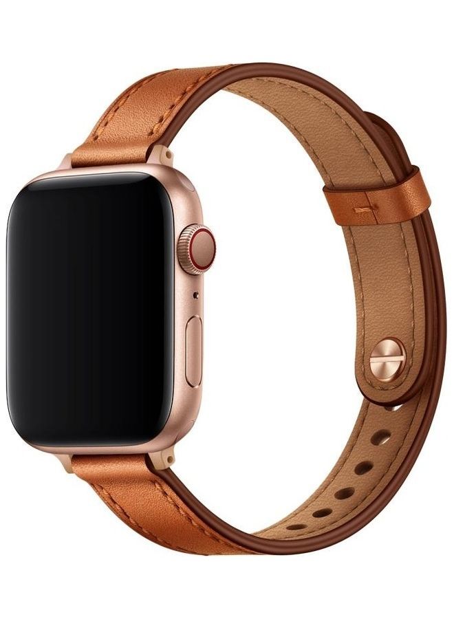 NIBEMINENT 14mm Couple Style Leather Replacement Strap Watchband For Apple Watch Series 7/6/SE/5/4/3/2/1 45/44/42mm Multicolour - Image 2