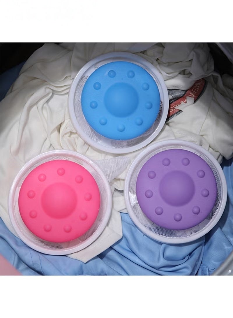 3 قطع قابلة لإعادة الاستخدام غسالة عائمة حقيبة شبكية فلتر الشعر حقيبة شبكية مزيل شعر الغسيل مجمعة فرو الحيوانات الأليفة للاستخدام المنزلي تصميم شبكي بلاستيكي للاستخدام بدون كهرباء يمنع التشابك - Image 2