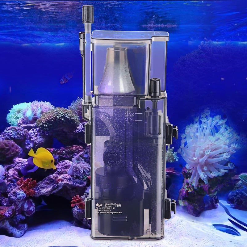 AQQA Aquarium Protein Skimmer for Saltwater Fish Tank Nano Surface Skimmer Filter Pump 79GPH Ultra Quiet for 5080 Gallon Tank - Image 2