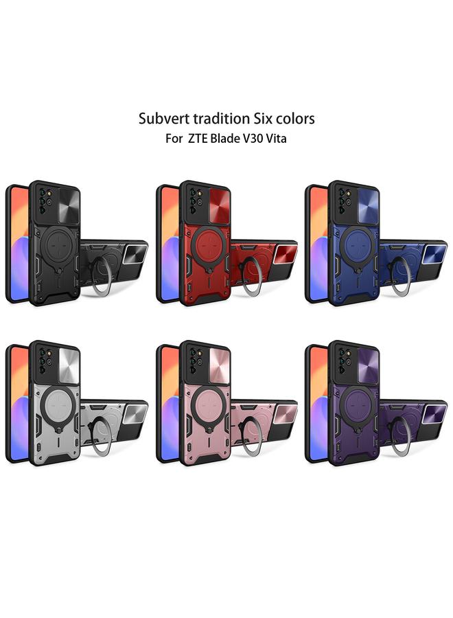 إيروريكس جراب لهاتف ZTE Blade V30 Vita CD Texture Camshield حامل مغناطيسي منزلق - Image 2