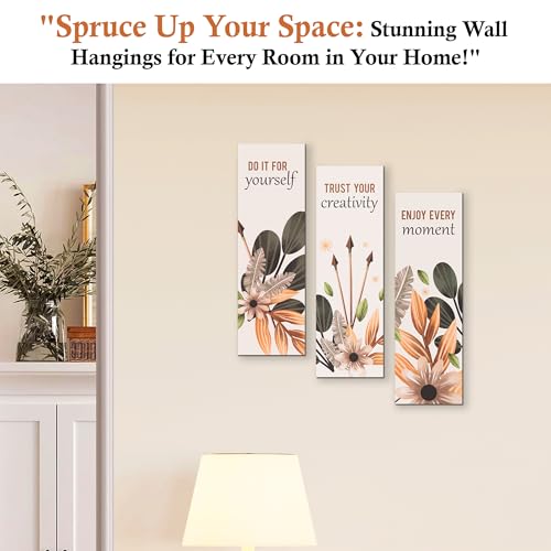 Twinster Aesthetic Wooden Wall Hanging For Home Décor, Living Room, Bedroom, Office Decoration Item| Motivational Art Patterns |Boho Design | Gifting Item |Pack Of 3 (Design 7) - Image 2