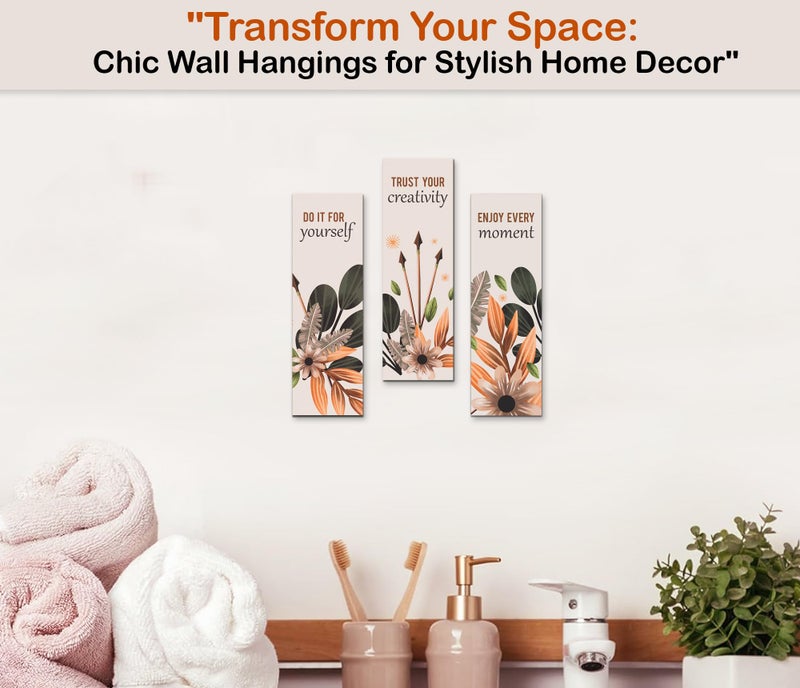 Twinster Aesthetic Wooden Wall Hanging For Home Décor, Living Room, Bedroom, Office Decoration Item| Motivational Art Patterns |Boho Design | Gifting Item |Pack Of 3 (Design 7) - Image 3