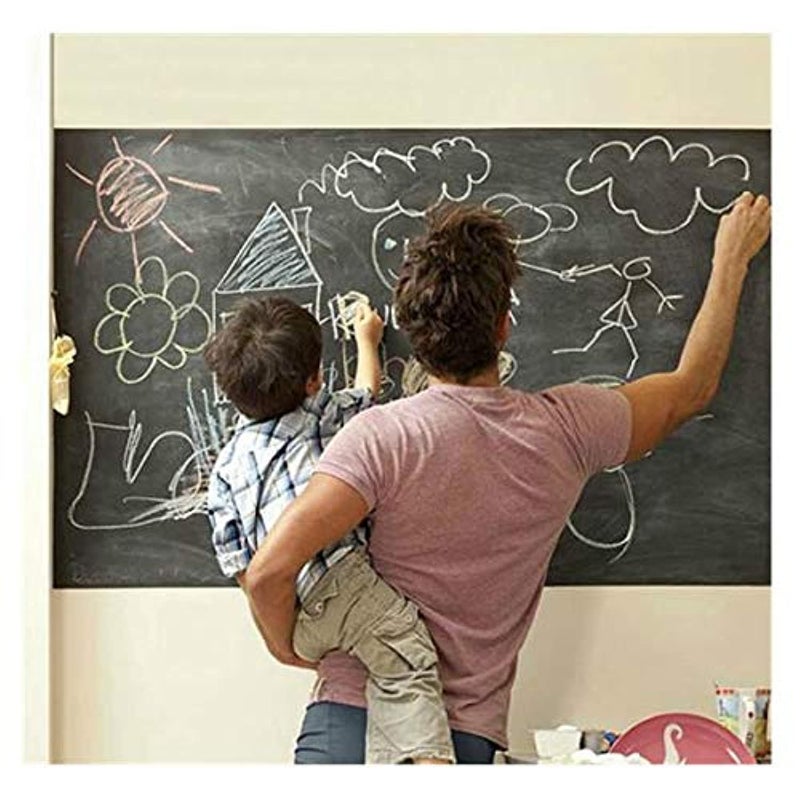 Self-Adhesive Removable Chalkboard Contact Paper Roll with 5 Color Chalks (Extra Large)