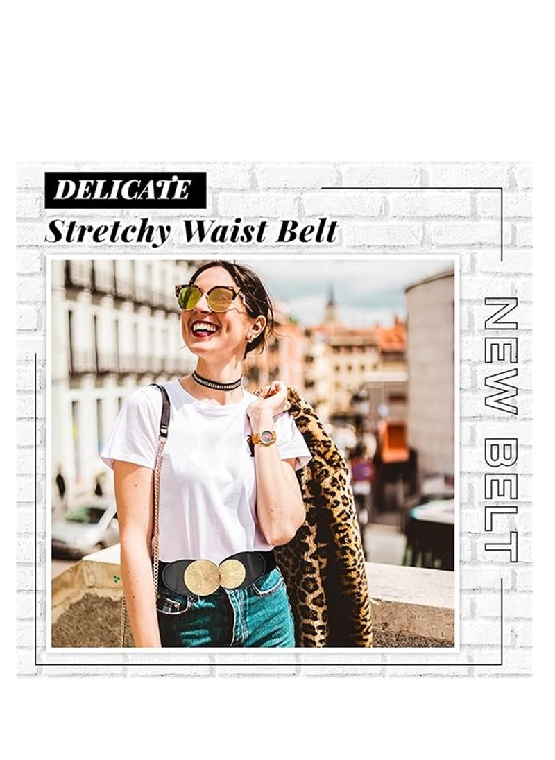 SYOSI Elastic Vintage Belts, 2 Pcs Women's Retro Wide Waist Belt, Stretchy Cinch Buckle Belt Waistband Decor for Dresses Ladies Wedding Cosplay  - Image 4