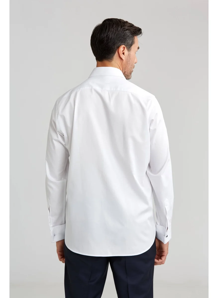 Bisse Regular Fit Uk Classic C Collar Double Cuff Without Pocket White GMKLS1KC224007_D01