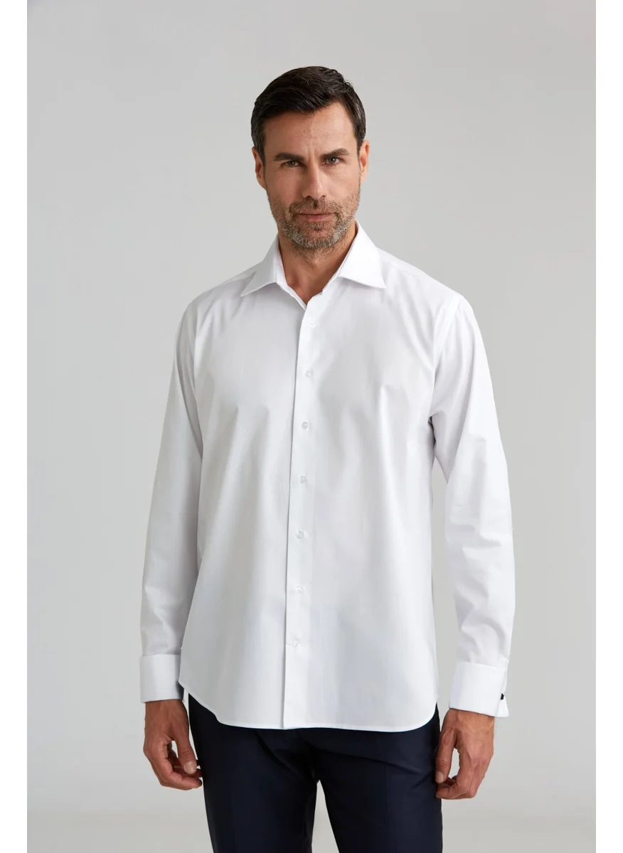 Bisse Regular Fit Uk Classic C Collar Double Cuff Without Pocket White GMKLS1KC224007_D01