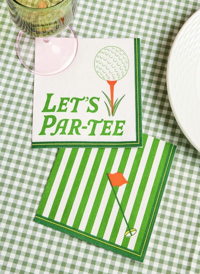 xo, Fetti Golf Napkins - 24 Paper Napkins | Golf Party, Birthday, Tee Time, Country Club, Green Striped, Sports Decor - Image 2