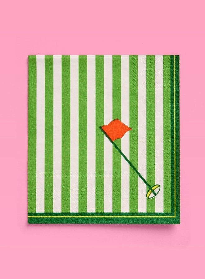 xo, Fetti Golf Napkins - 24 Paper Napkins | Golf Party, Birthday, Tee Time, Country Club, Green Striped, Sports Decor - Image 5