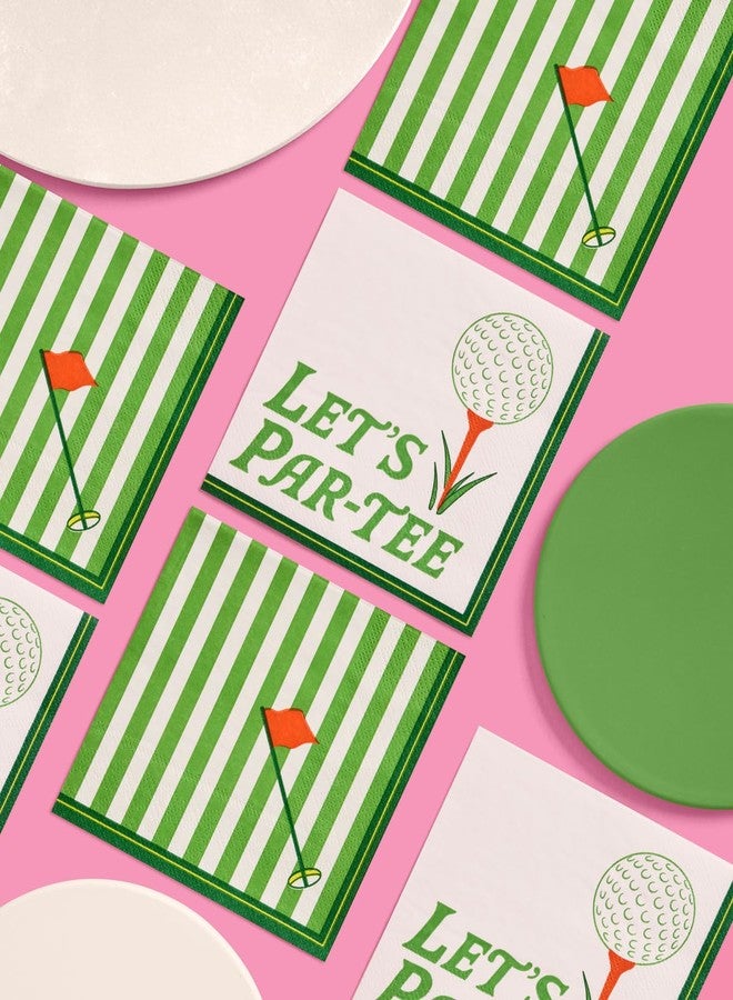 xo, Fetti Golf Napkins - 24 Paper Napkins | Golf Party, Birthday, Tee Time, Country Club, Green Striped, Sports Decor - Image 3
