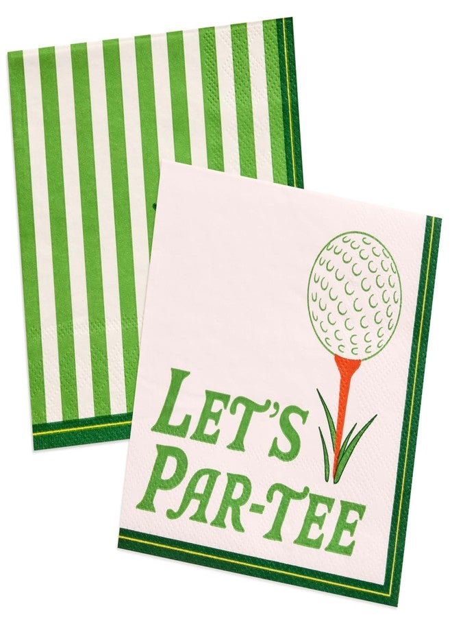 xo, Fetti Golf Napkins - 24 Paper Napkins | Golf Party, Birthday, Tee Time, Country Club, Green Striped, Sports Decor - Image 1
