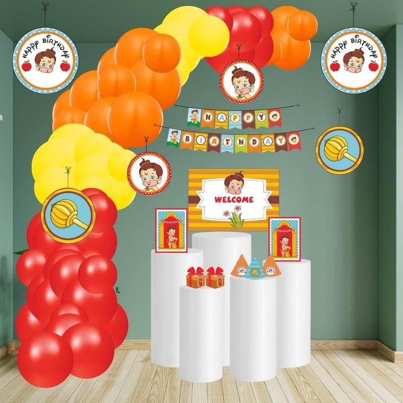 PrettyurParty PRETTY UR PARTY Hanuman Party decorations Kit - 80 pcs include Bunting, balloons, thank you, centerpiece, danglers, Caps, Bal Hanuman Party Supplies, Birthday Decor, DIY Décor for Kids, Boys - Image 1