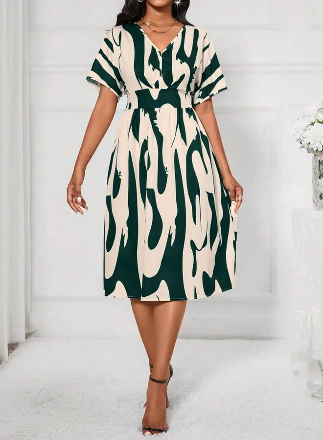 تايك تو فستان مطبوع بطول الركبة