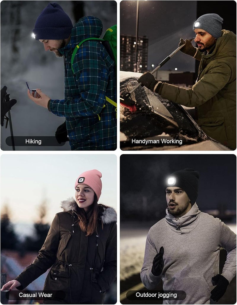 YunTuo Store LED Beanie with The Light, Unisex USB Rechargeable Headlamp Winter Knitted Cap Gifts for Men Dad Husband Him - Image 5