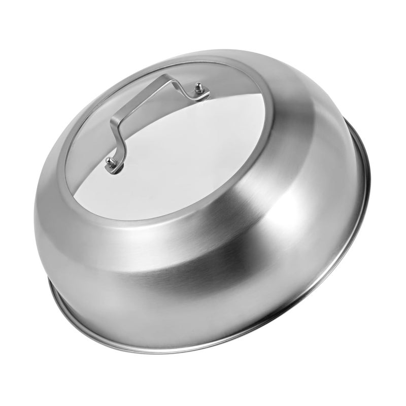 Kichwit 13.5 Inch Stainless Steel Basting Cover, Melting Dome for Griddle Cooking, Round Steaming Cover Lid with Tempered Glass Top and Steam Holes, Dishwasher Safe (13.5") - Image 1