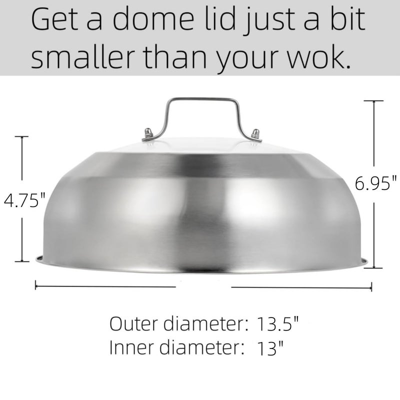 Kichwit 13.5 Inch Stainless Steel Basting Cover, Melting Dome for Griddle Cooking, Round Steaming Cover Lid with Tempered Glass Top and Steam Holes, Dishwasher Safe (13.5") - Image 2