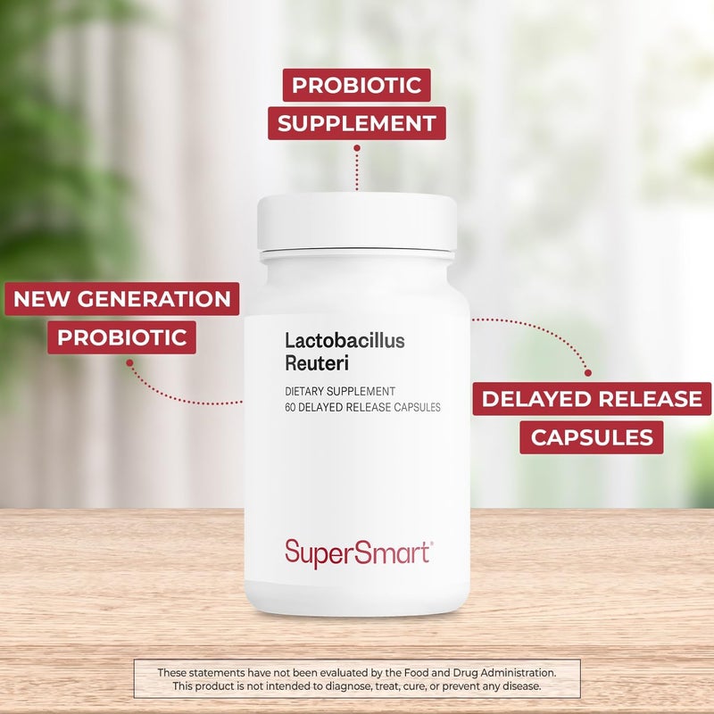 SuperSmart سوبرسمارت - لاكتوباسيلس ريوتيري 5 مليار وحدة تشكيل مستعمرات يوميًا - مكمل بروبيوتيك | خالي من الكائنات المعدلة وراثيًا وخالي من الجلوتين - 60 كبسولة دائرية - Image 3