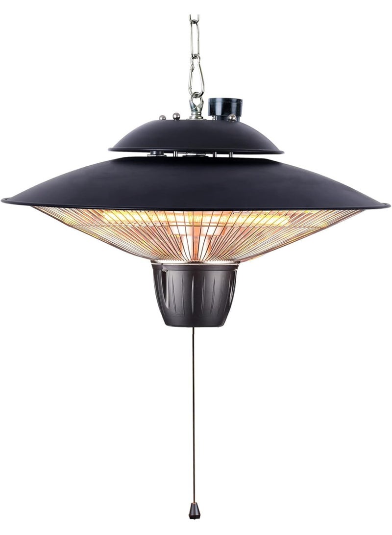 Hanging Patio Heater | Ceiling Mounted Electric Infrared Heater, IP55 Waterproof, Super Quiet Instant Heating for Indoor & Outdoor Use (Black) - Image 1