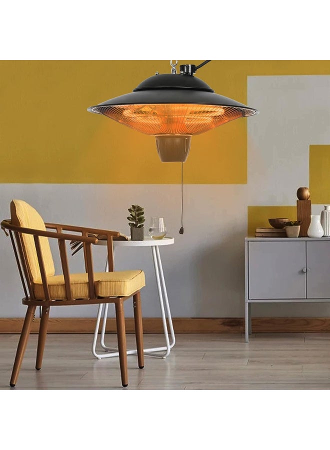 Hanging Patio Heater | Ceiling Mounted Electric Infrared Heater, IP55 Waterproof, Super Quiet Instant Heating for Indoor & Outdoor Use (Black) - Image 2