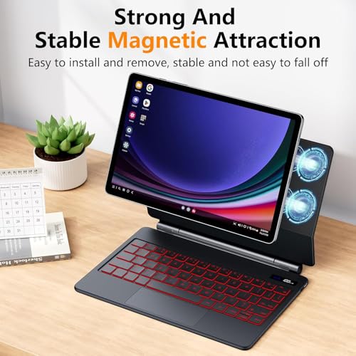 RTSY Magic Style Keyboard case for Samsung Galaxy Tab S11, S10 Lite, S10FE, S9, S9 FE, S8, S7 (11/10.9 Inch) with 7-Colors Backlit & Precision Trackpad, Floating Cantilever Magnetic Stand (Black) - Image 3
