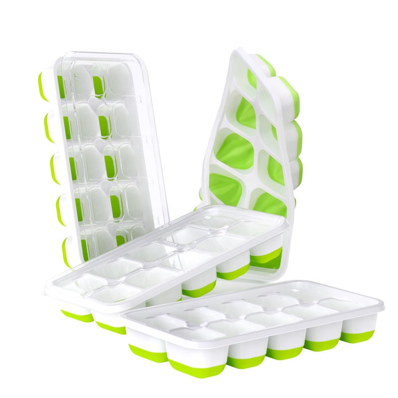 DOQAUS Ice Cube Trays 4 Pack 40 pcs Silicone Ice Cubes Tray Maker with SpillResistant Removable Lid Easy Release Pop out LFGB and BPA Free Stackable Flexible for Soup Food Cocktail Coffee