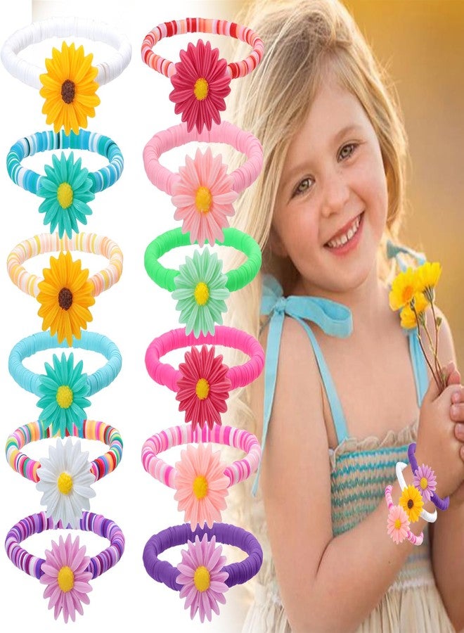 PinkSheep Bracelets for Girls,12PC Friendship Bracelets Heishi Flower Bracelet Jewelry Set for Toddler Girls 3-12 Years Old - Image 2