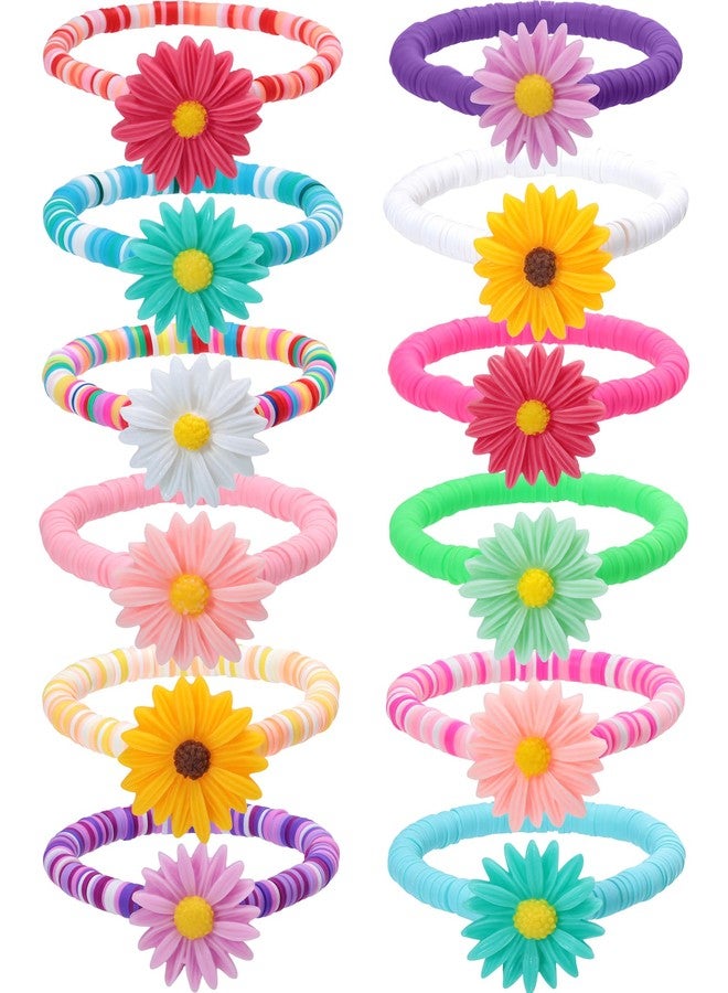 PinkSheep Bracelets for Girls,12PC Friendship Bracelets Heishi Flower Bracelet Jewelry Set for Toddler Girls 3-12 Years Old - Image 1