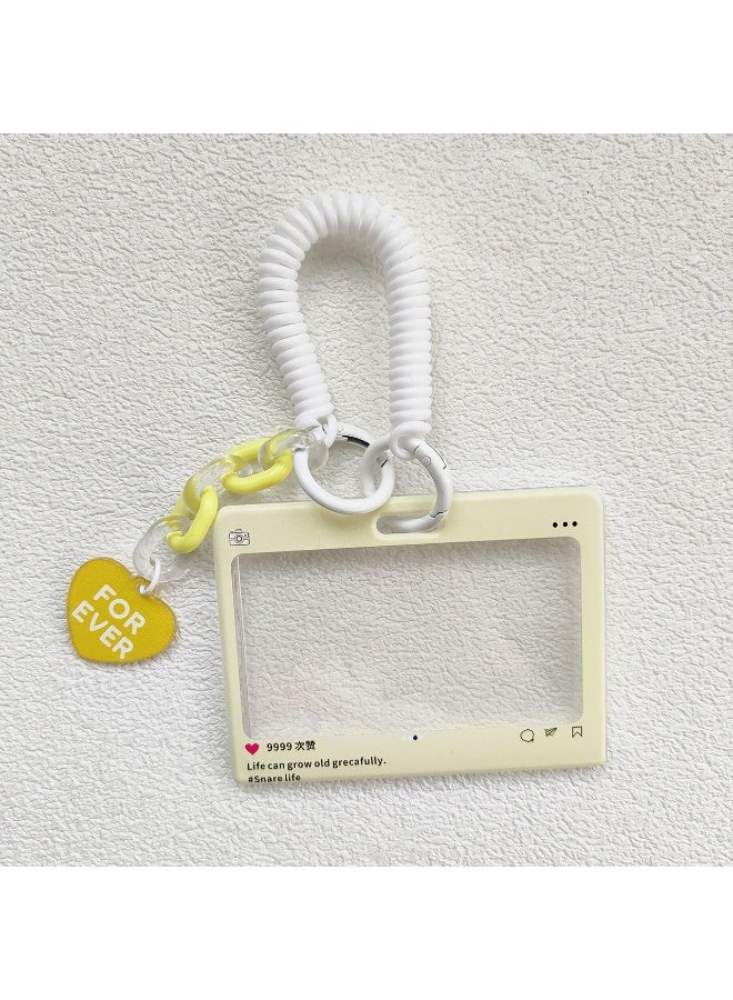 NIBEMINENT 1 - Piece Transparent Polaroid Kpop Photo Card Holder Pendant Key Chain ID Badge Holder ID Card Holder Photo Card Protector for School ID Office ID Access Card for Women Girls - Image 1