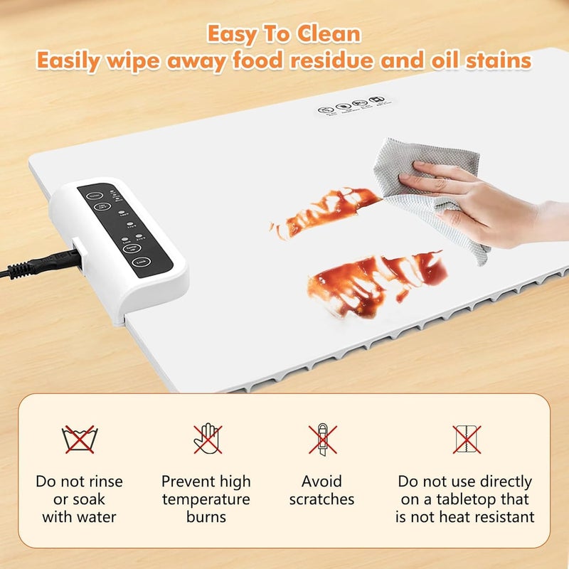 Xacton Foldable Food Warming Tray I Portable Silicon Heating Mat I Electric Plate with 3 Temperature Settings I for Biryani Curries Chapati Buffet Serving Gatherings Parties Everyday Use (White) - Image 3
