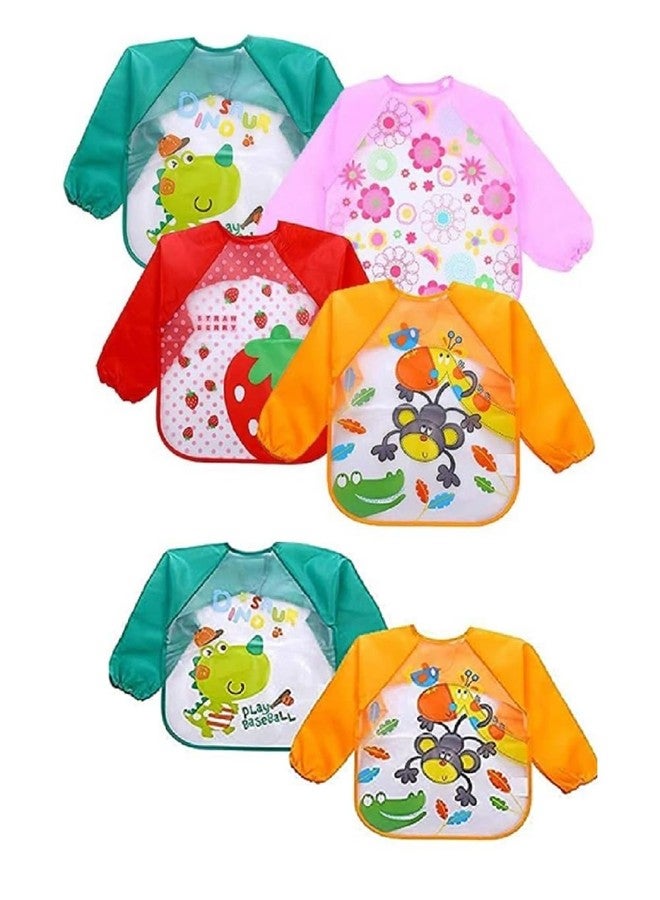 Ilsha® Full Sleeves Washable Waterproof Bib/Apron with Tying Robe | Cute Prints | Quick Dry PVC Baby Bibs for Newborns/Infants/Toddlers/Babies (6-36months) (6) - Image 1