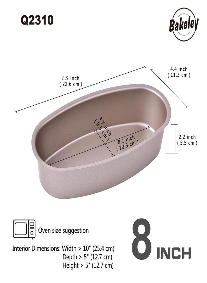 Bakeley Ellipse Cheese Cake Pan, 8-Inch Non-Stick Oval Cake Bread and Meat Bakeware for Oven and Instant Pot Baking (Champagne Gold) - Image 2