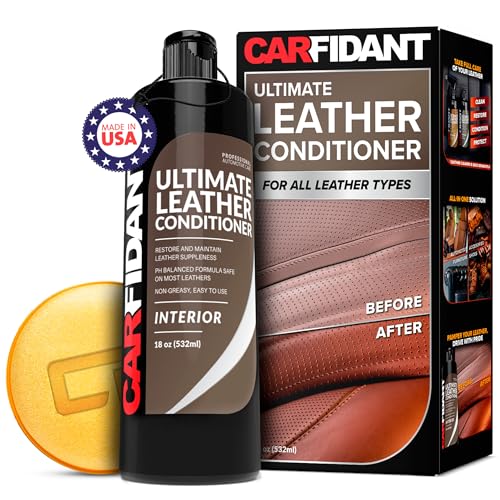 Carfidant Ultimate Leather Conditioner & Restorer - Full Leather Restore & Conditioning Kit with Applicator Pad for Car Seats, Couch, Furniture, Shoe, Sofa, Bag & Purses - 18 fl. oz. - Image 1