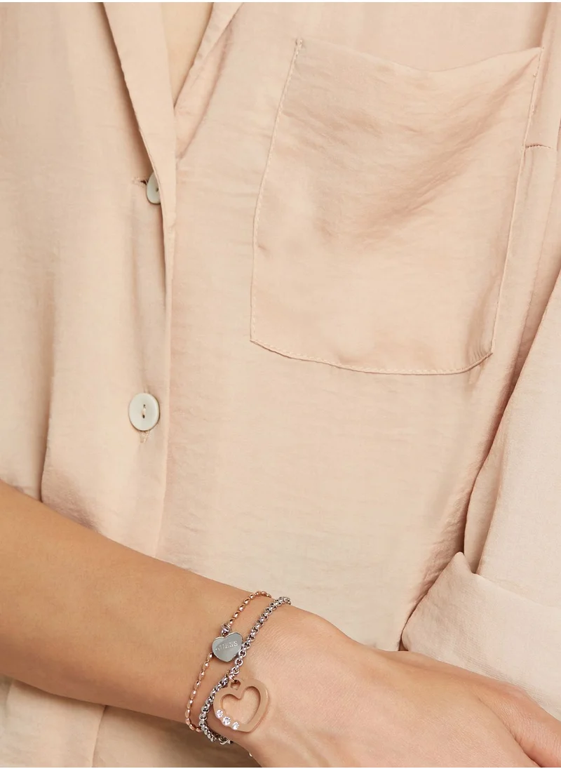 GUESS Double Chain Rose Heart Bracelet
