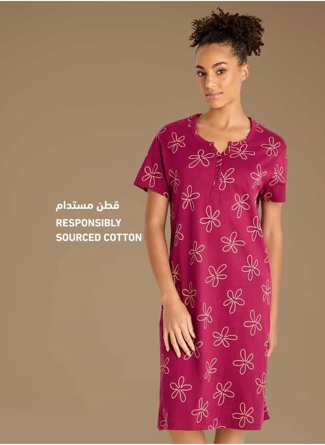 FAV Printed Sleepshirt with Short Sleeves