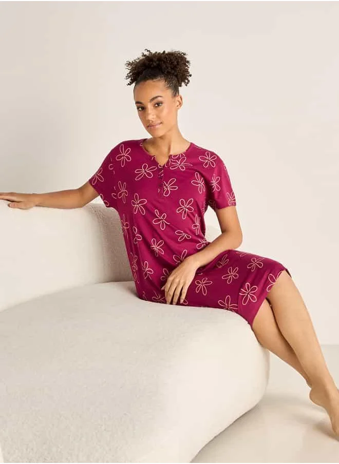 FAV Printed Sleepshirt with Short Sleeves
