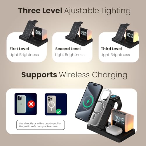 Portronics HexaCharge 6in1 15W Fast Magnetic Wireless Charging for iPhone 15/15 Plus/15 Pro/15 Pro Max,14/14 Plus/14 Pro/14 Pro Max,13/12, Wireless Earbuds & Smartwatches, Pen Stand, LED Lamp (Black) - Image 2