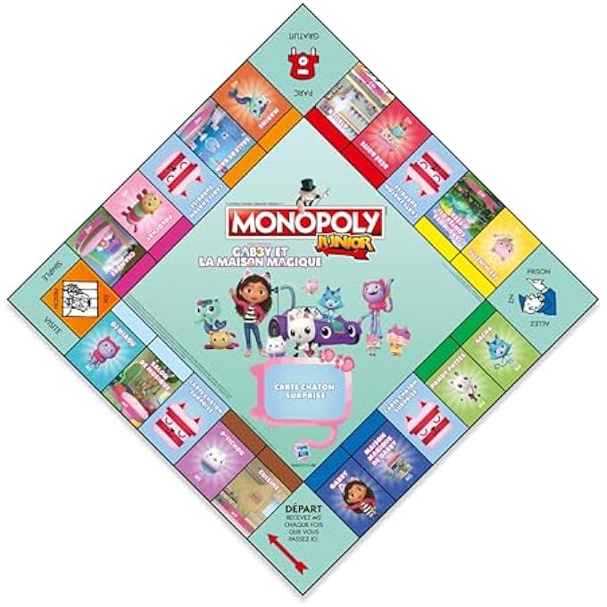 Winning Moves - Monopoly Junior Gabby and the Magic House (Gabby's Dollhouse) - Board Game - Board Game - Ages 5+ - 2 to 4 Players - French Version - Image 3