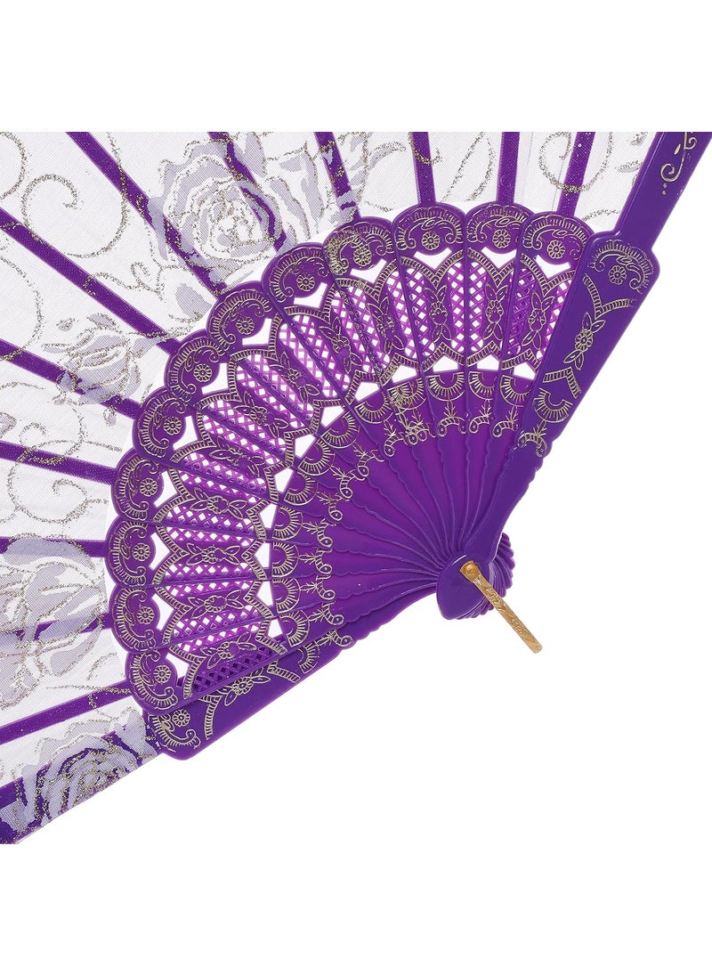 BABEYOND BABEYOND Spanish Fan Folding Fan  6 Pack Hand Fan Foldable Silk Folding Fan Transparent Lace Handheld Portable Fan  - Image 3