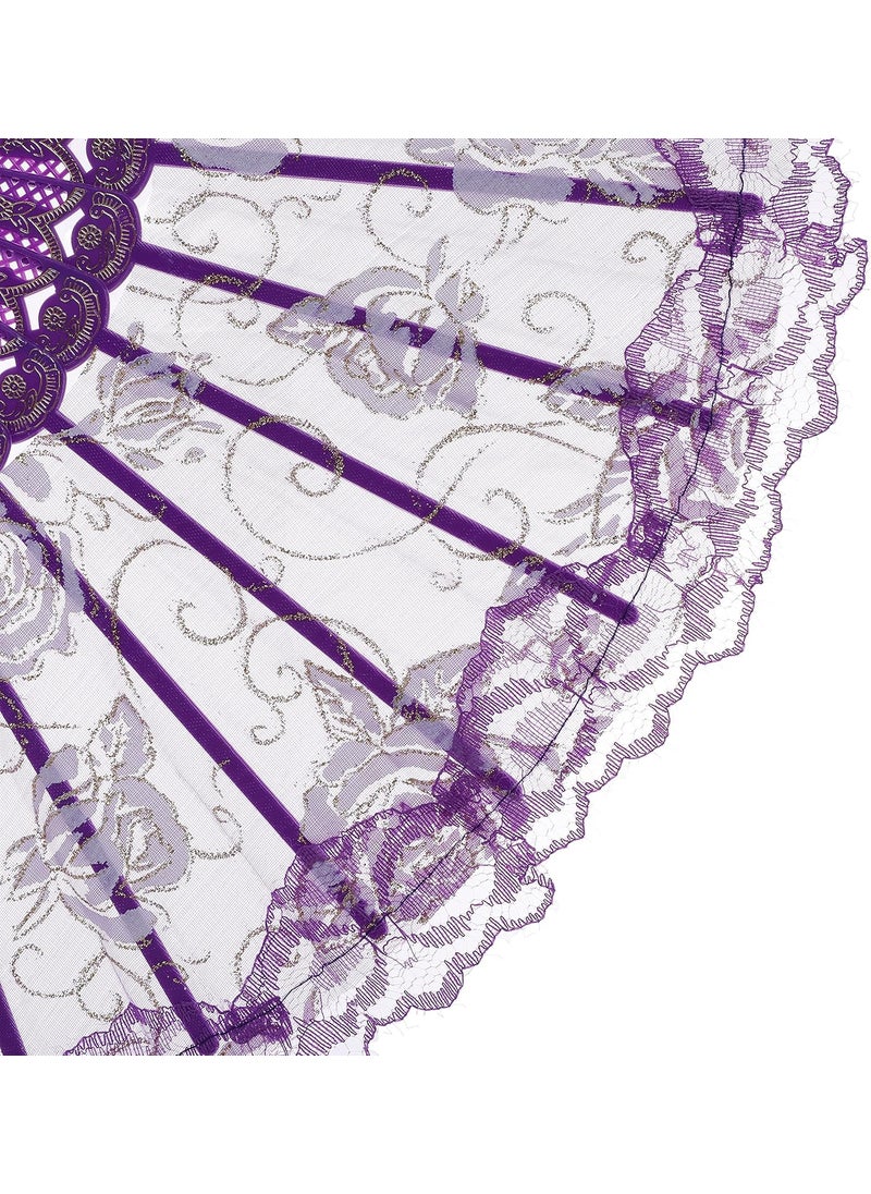 BABEYOND BABEYOND Spanish Fan Folding Fan  6 Pack Hand Fan Foldable Silk Folding Fan Transparent Lace Handheld Portable Fan  - Image 4