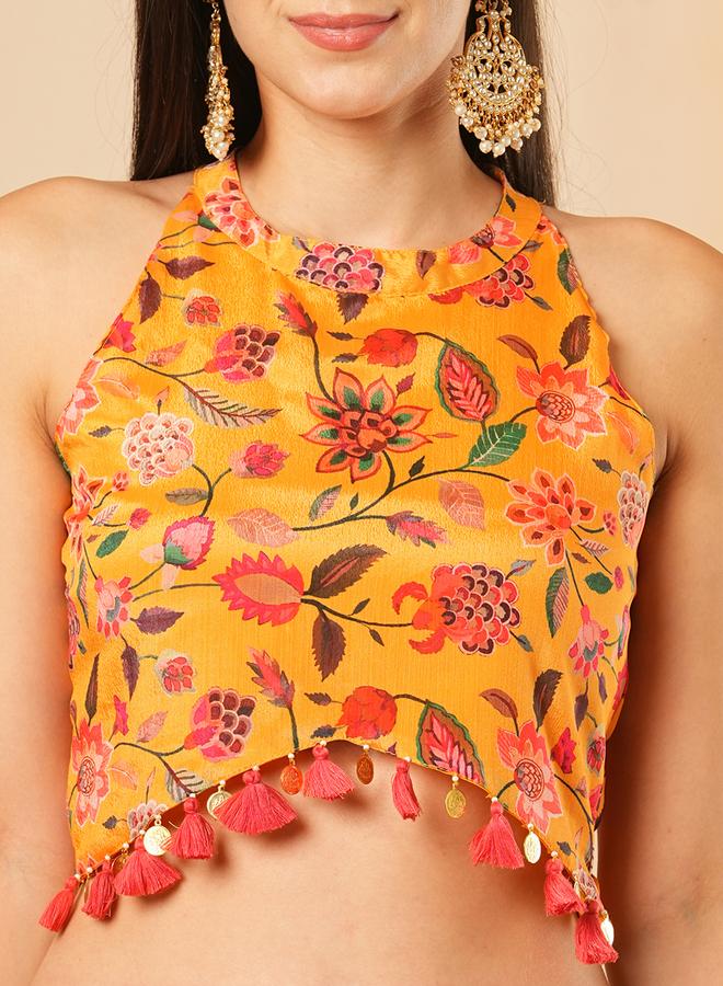 globus Halter Neck Tassel Detail Crop Top and Maxi Skirt Co-Ords - Image 4