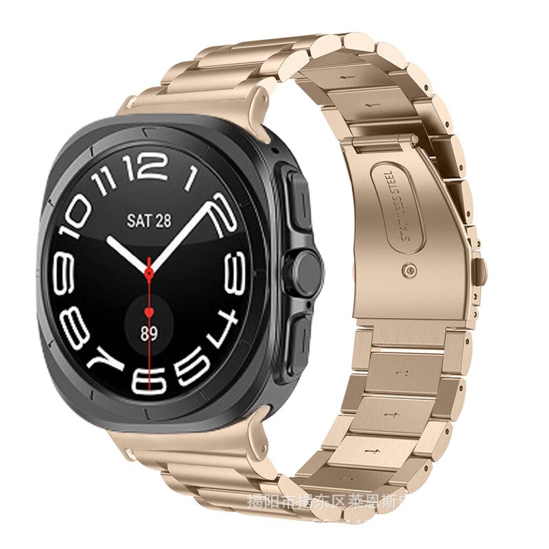 سوار ساعة ذكية سوار معدني من الستانلس ستيل متوافق باللون ذهبي وردي قابل للتعديل مع Samsung Galaxy Watch 44/45/47mm بملاءمة قابلة للتعديل وحزام بديل - Image 4