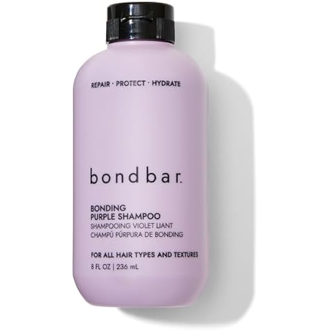 Bondbar PURPLE BRIGHTENING SHAMPOO FOR BLONDE, LIGHTENED & GRAY HAIR, NEUTRALIZES BRASSINESS, REPAIRS, PROTECTS, HYDRATES, VEGAN, CRUELTYFREE, 8 FL. OZ - Image 1