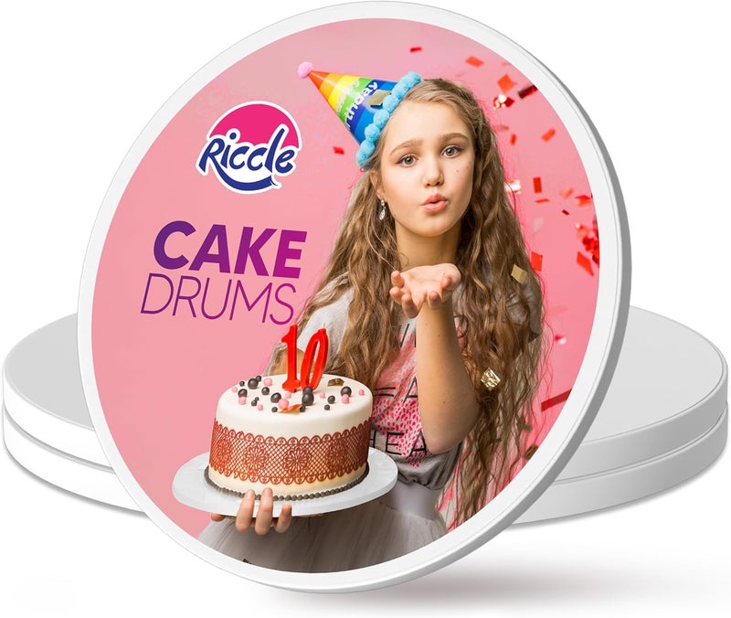 RICCLE 12 Inch Cake Drum Pack of 3 - Smooth-Edged - Sturdy Boards Round - Bend Resistant Multi-Layered Cake Base for Minimalist Displays - Image 1