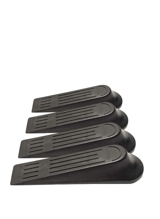 Door Stop Wedge Flexible Door Stopper Rubber 4Pack Home Premium Smart Stackable Slip Resistant Heavy Duty Design 100% Non Toxic Odorless Doorstops Work on All Surfaces Carpet Floors - Image 1