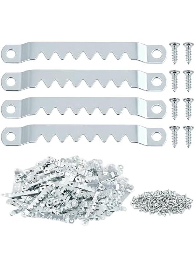 Arabest Sawtooth Hangers Large with Screws, 100 Pcs, Steel with Zinc Finish, Includes 200 #6 x 1/2 inch Screws, Canvas and Picture Frame Hangers  - Image 1