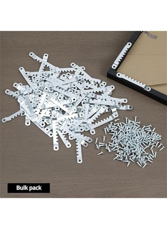 Arabest Sawtooth Hangers Large with Screws, 100 Pcs, Steel with Zinc Finish, Includes 200 #6 x 1/2 inch Screws, Canvas and Picture Frame Hangers  - Image 5